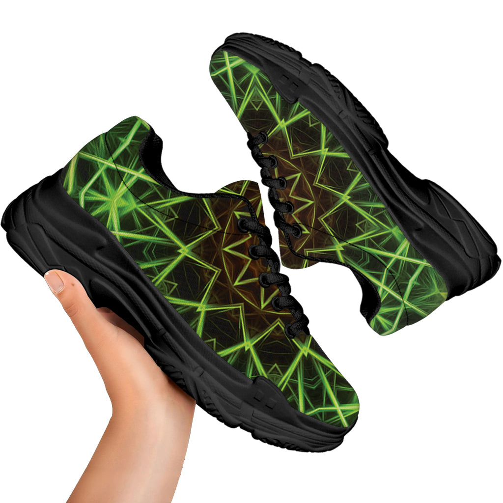 Sparkle Kaleidoscope Print Black Chunky Shoes