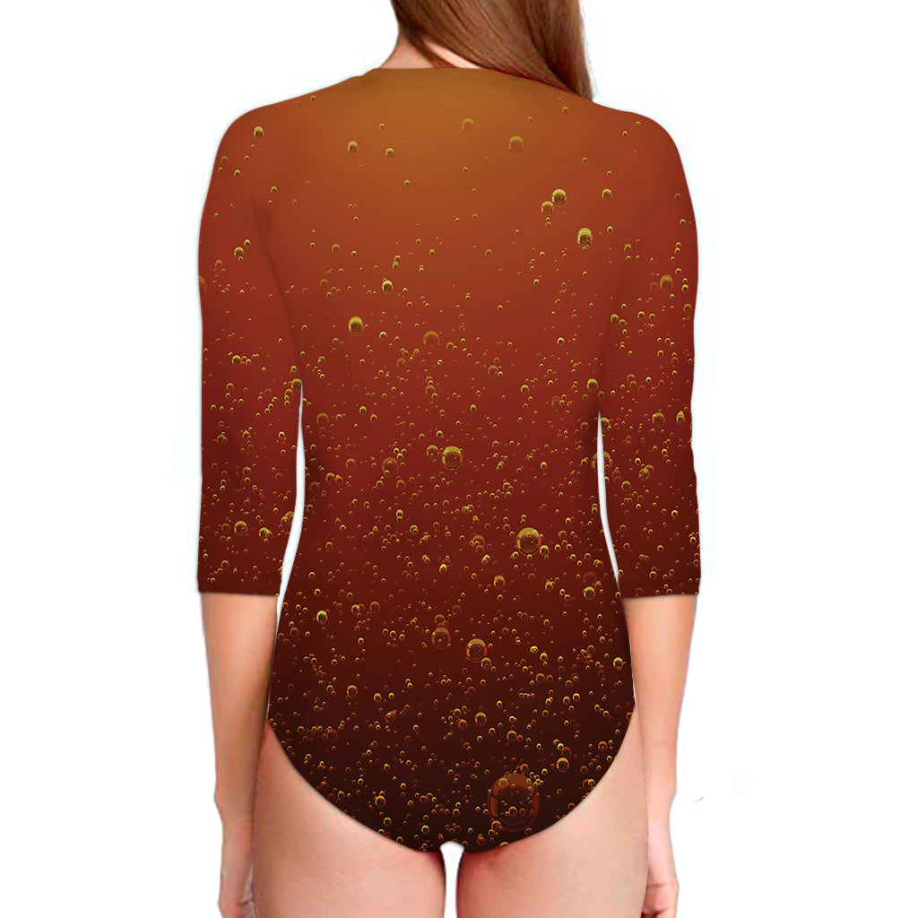Sparkling Cola Print Long Sleeve Swimsuit