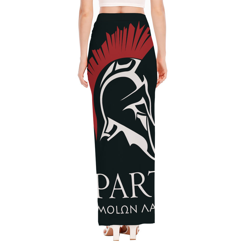 Spartan Molon Labe Print High Slit Maxi Skirt
