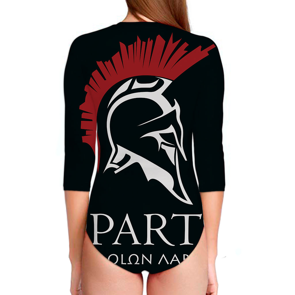 Spartan Molon Labe Print Long Sleeve Swimsuit