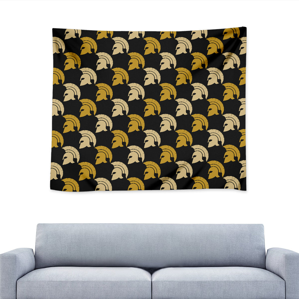 Spartan Warrior Helmet Pattern Print Tapestry