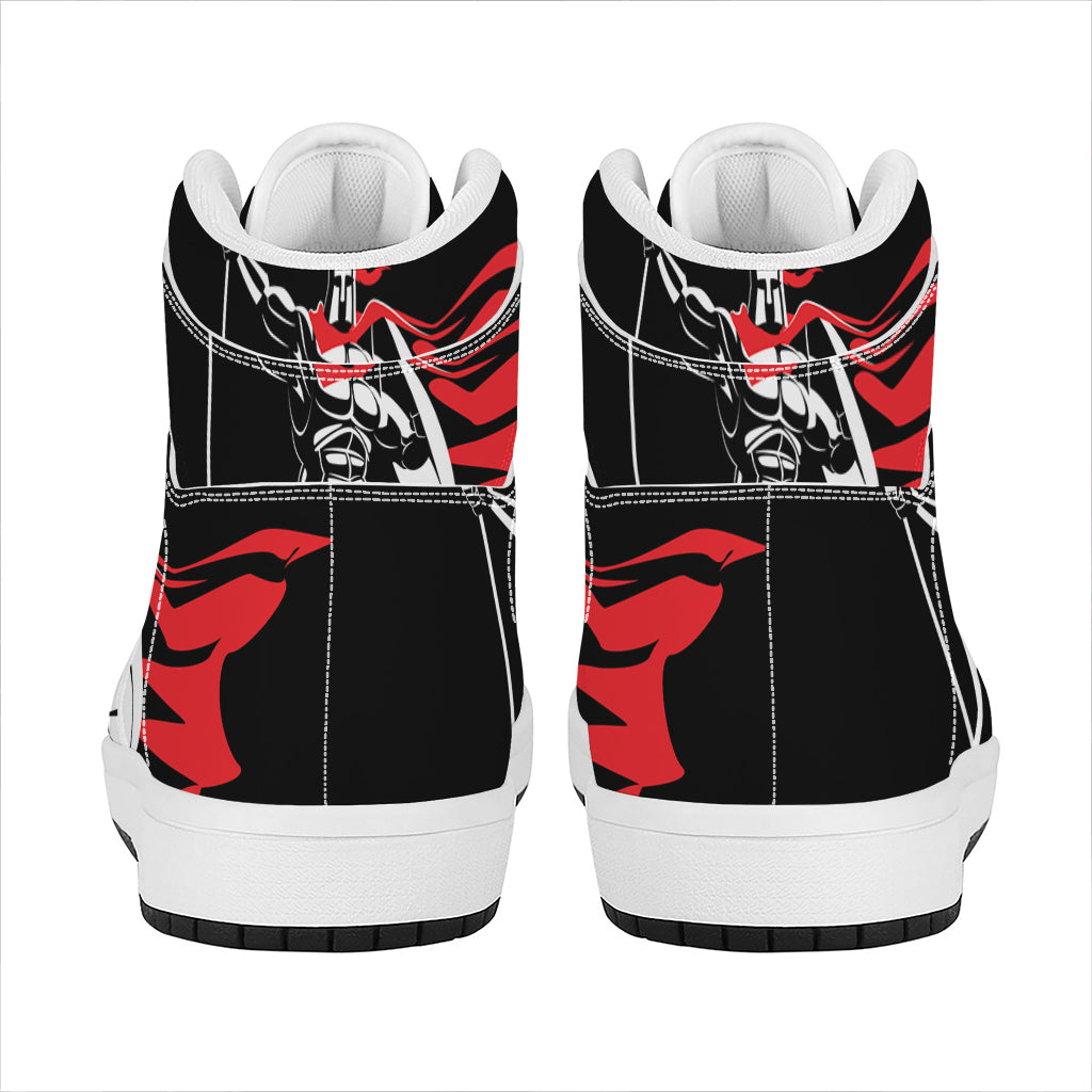 Spartan Warrior Print High Top Leather Sneakers