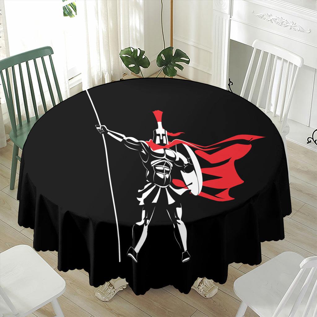 Spartan Warrior Print Waterproof Round Tablecloth