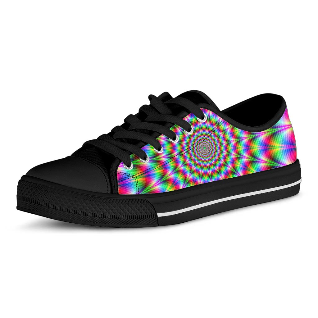 Spiky Psychedelic Optical Illusion Black Low Top Sneakers