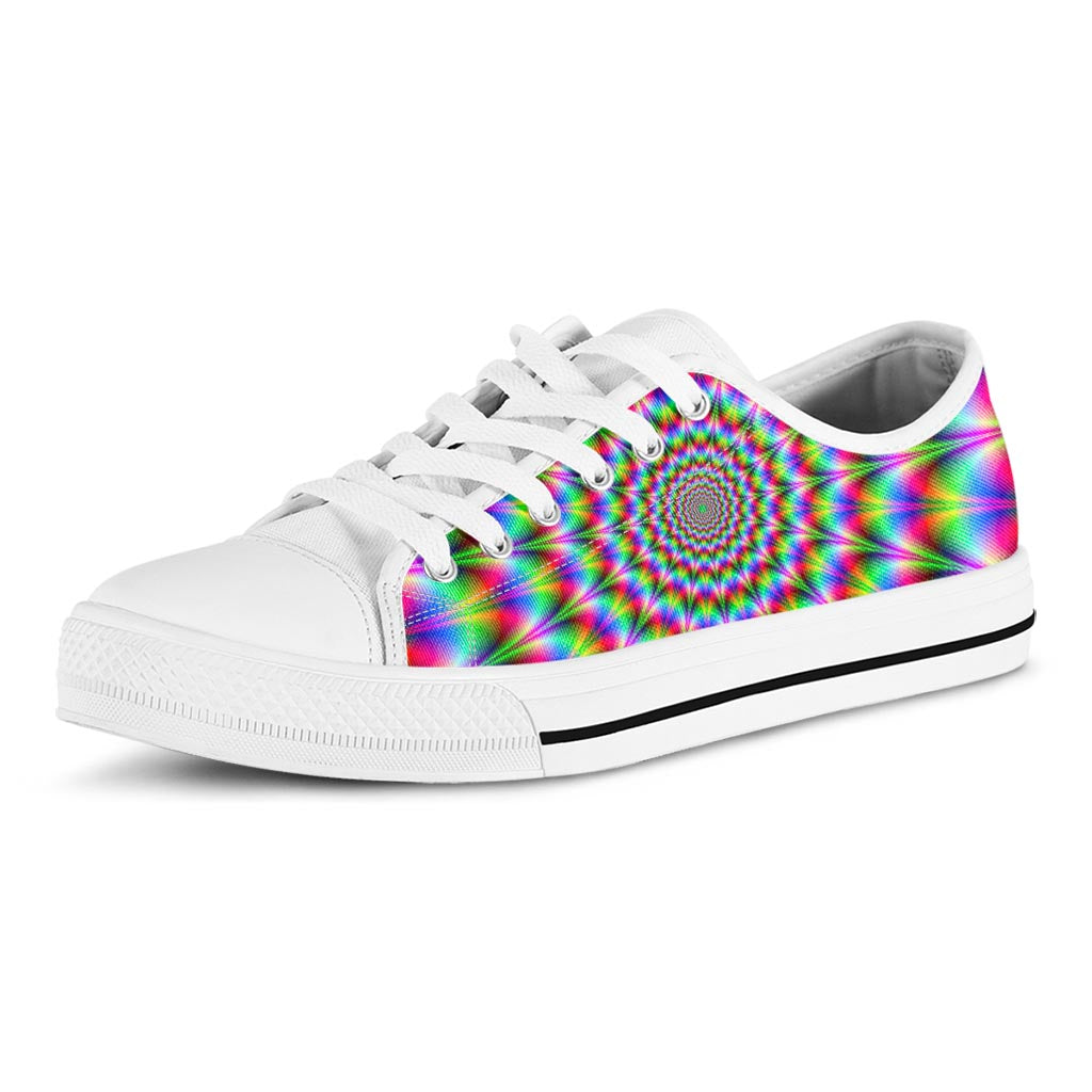 Spiky Psychedelic Optical Illusion White Low Top Sneakers