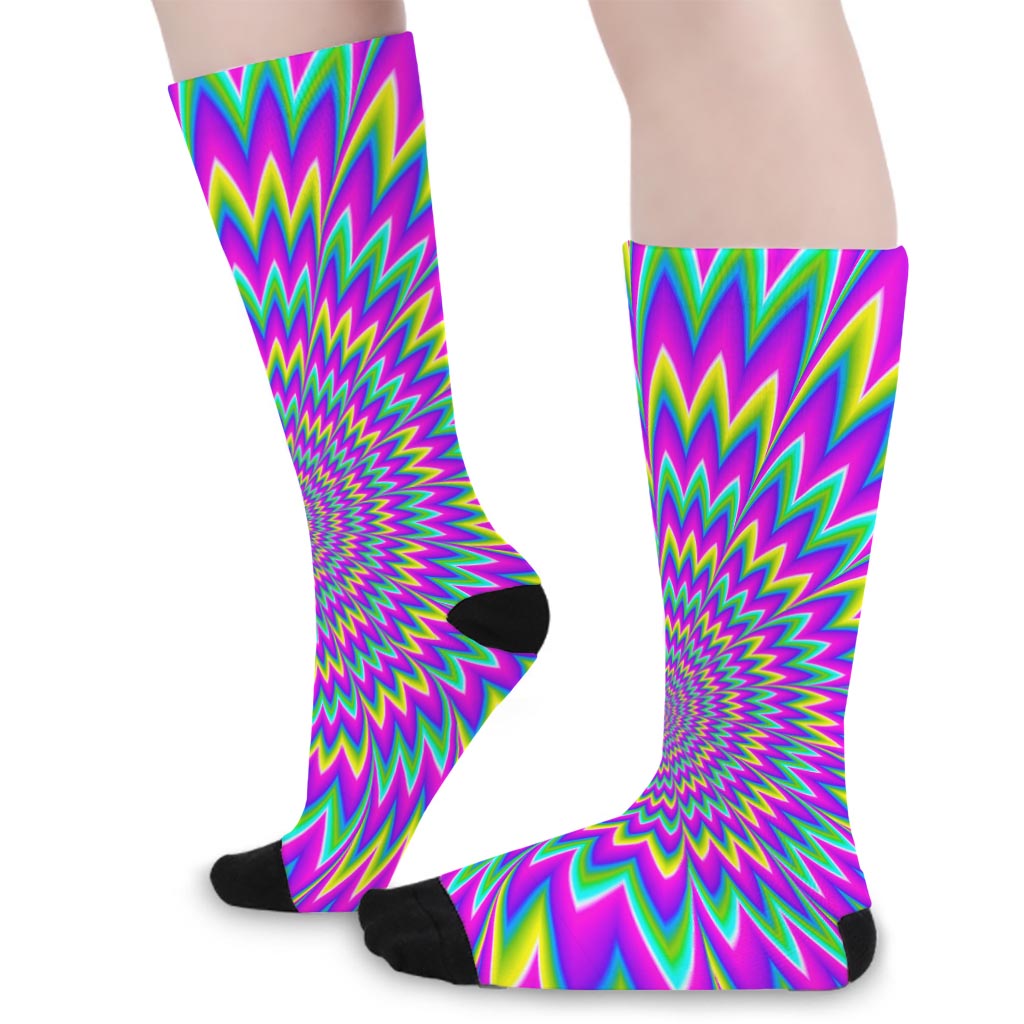 Spiky Spiral Moving Optical Illusion Long Socks