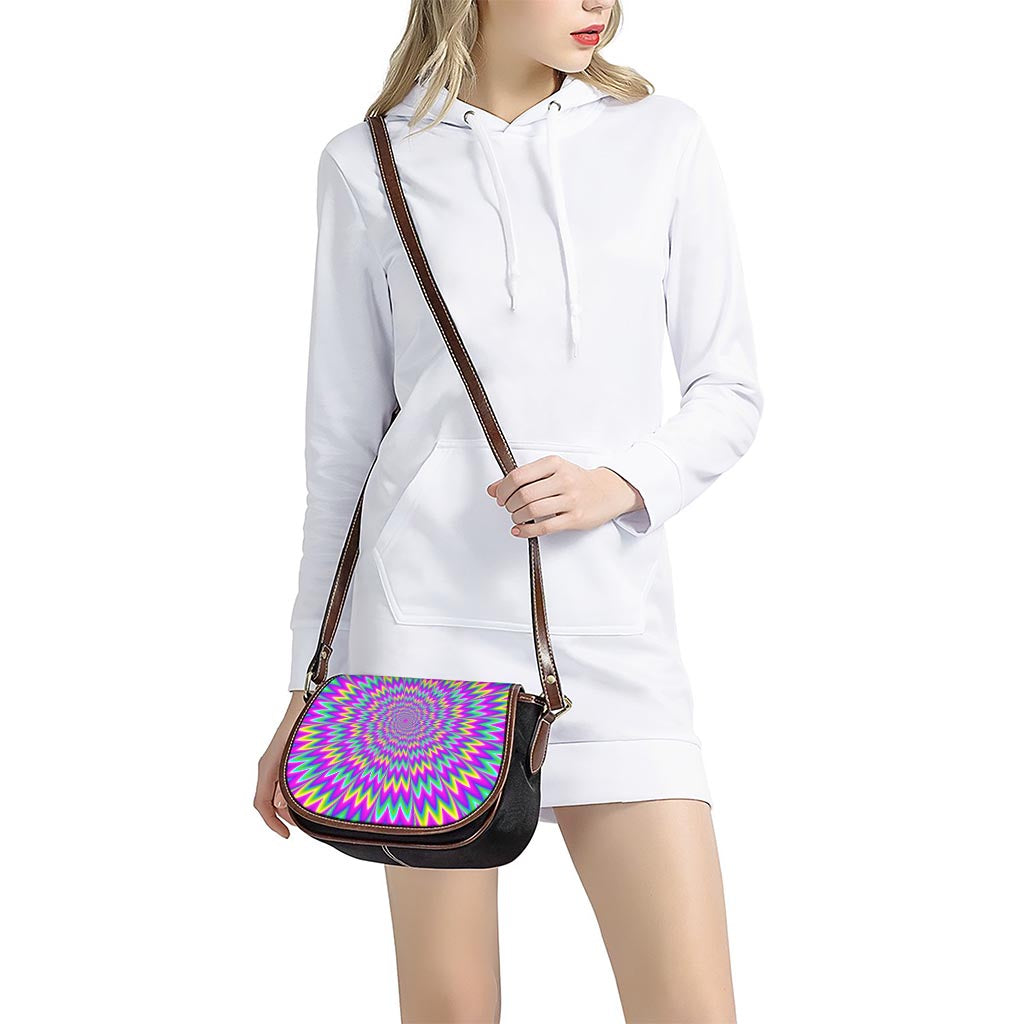 Spiky Spiral Moving Optical Illusion Saddle Bag