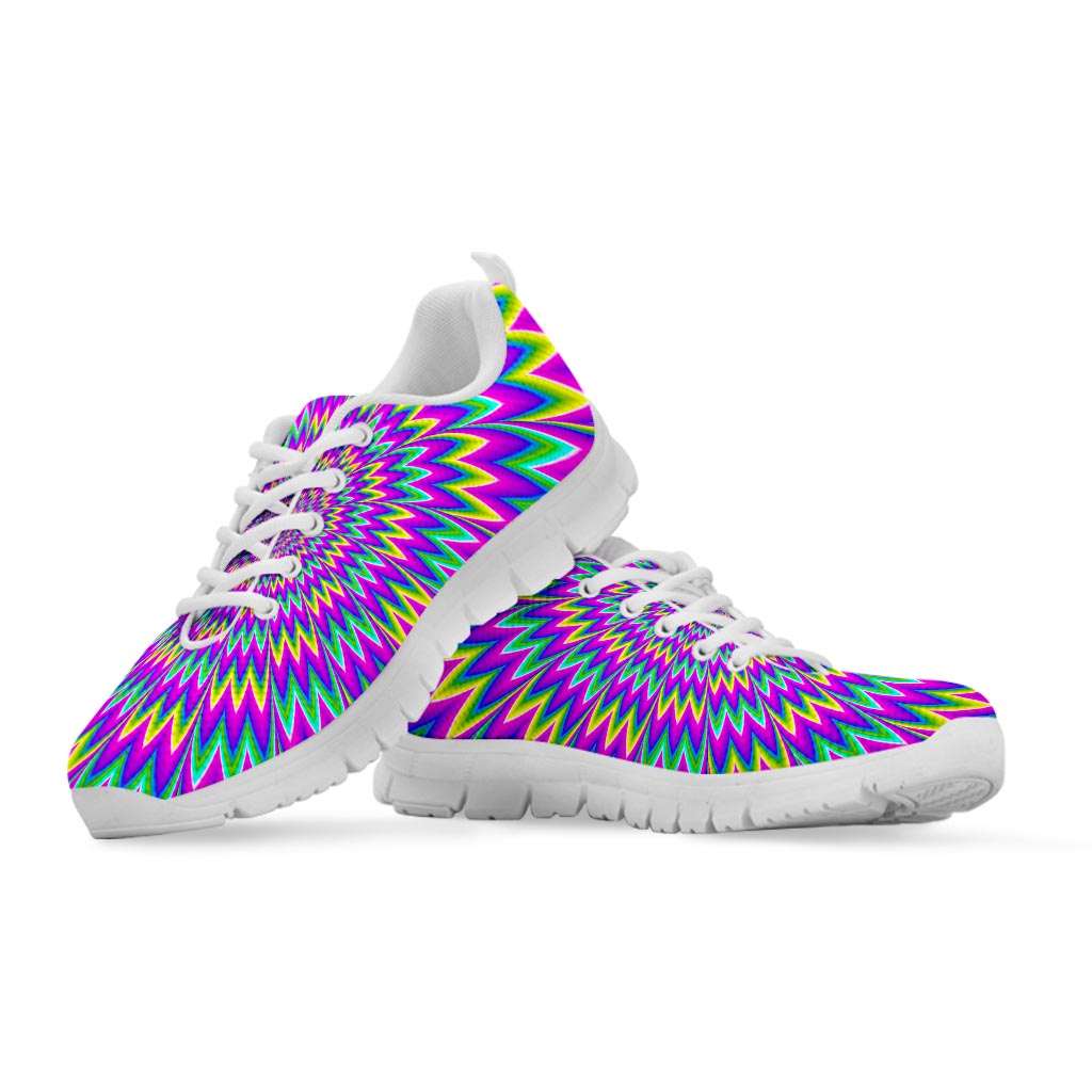 Spiky Spiral Moving Optical Illusion White Running Shoes