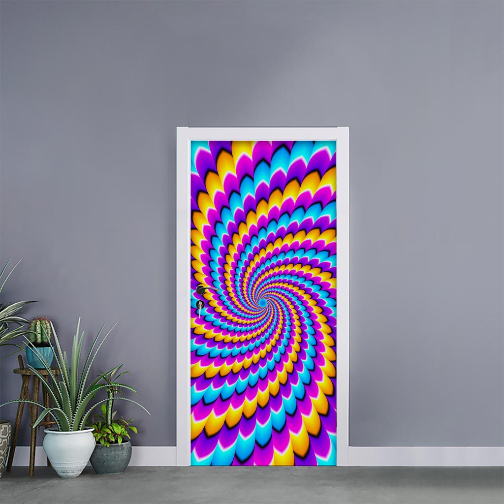 Spiral Colors Moving Optical Illusion Door Sticker