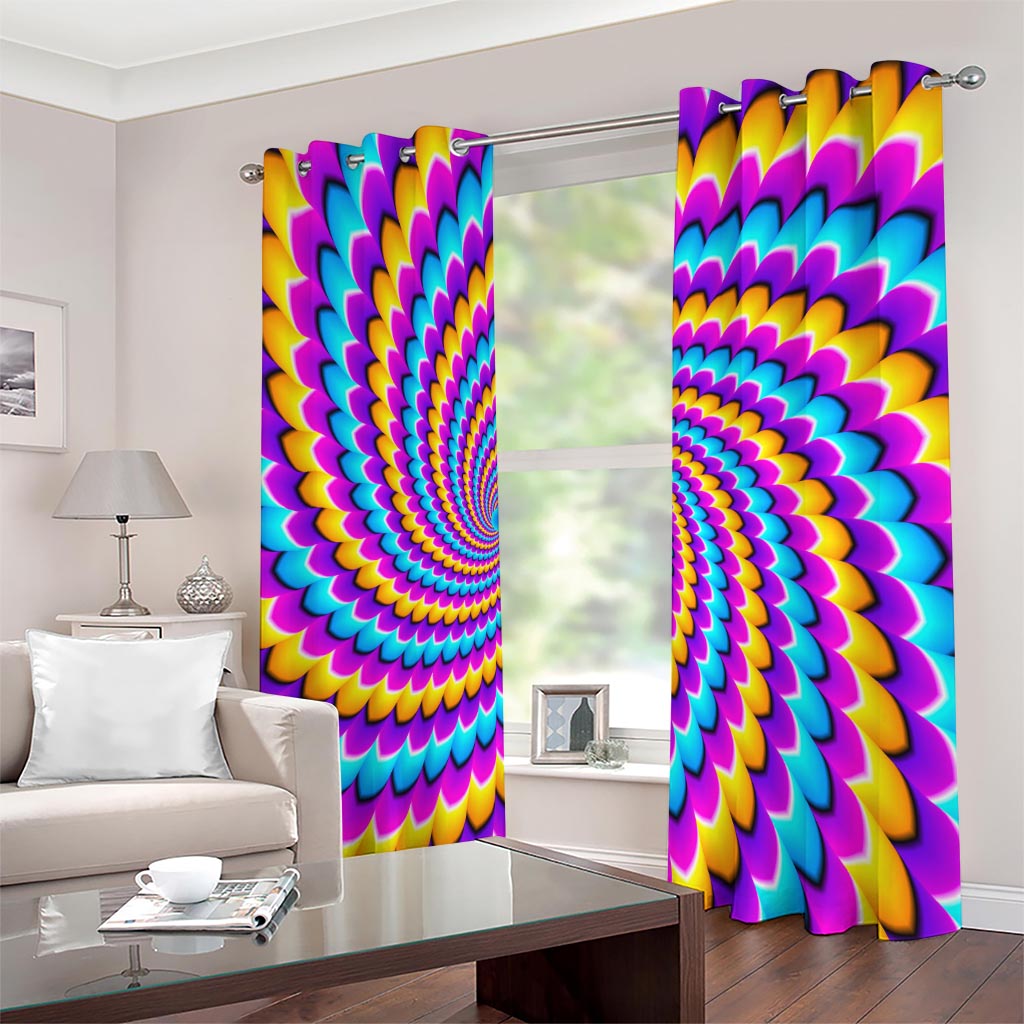 Spiral Colors Moving Optical Illusion Extra Wide Grommet Curtains