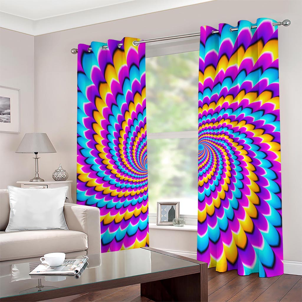 Spiral Colors Moving Optical Illusion Grommet Curtains