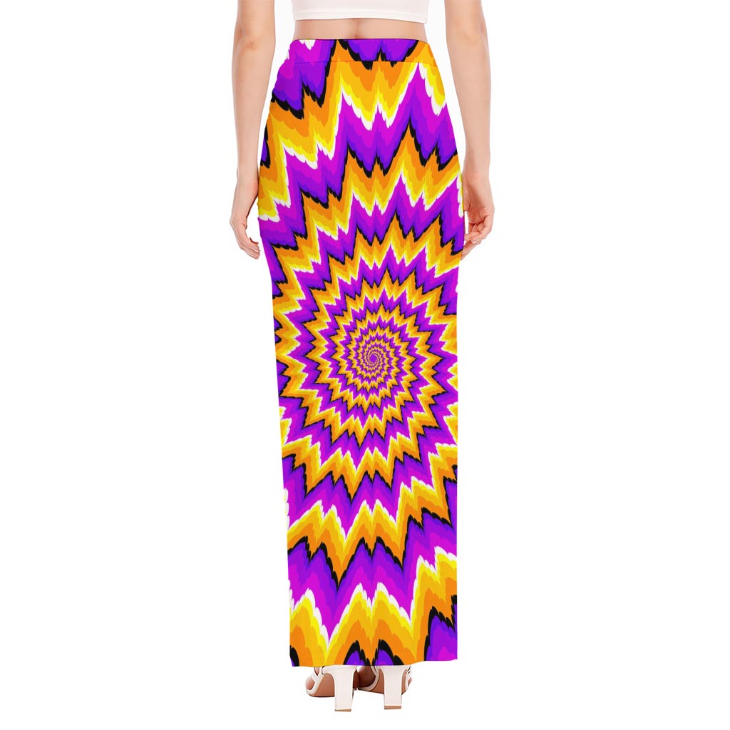 Spiral Expansion Moving Optical Illusion High Slit Maxi Skirt