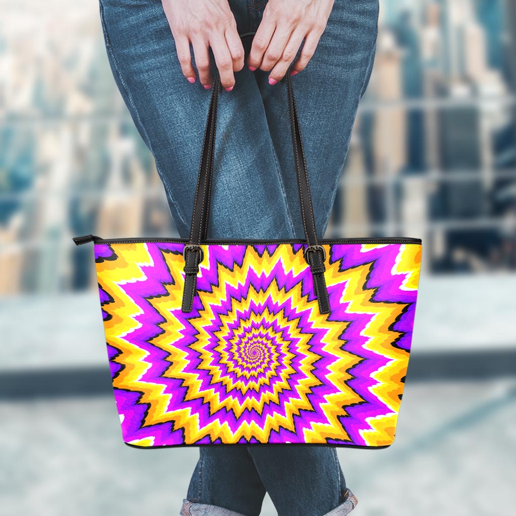 Spiral Expansion Moving Optical Illusion Leather Tote Bag