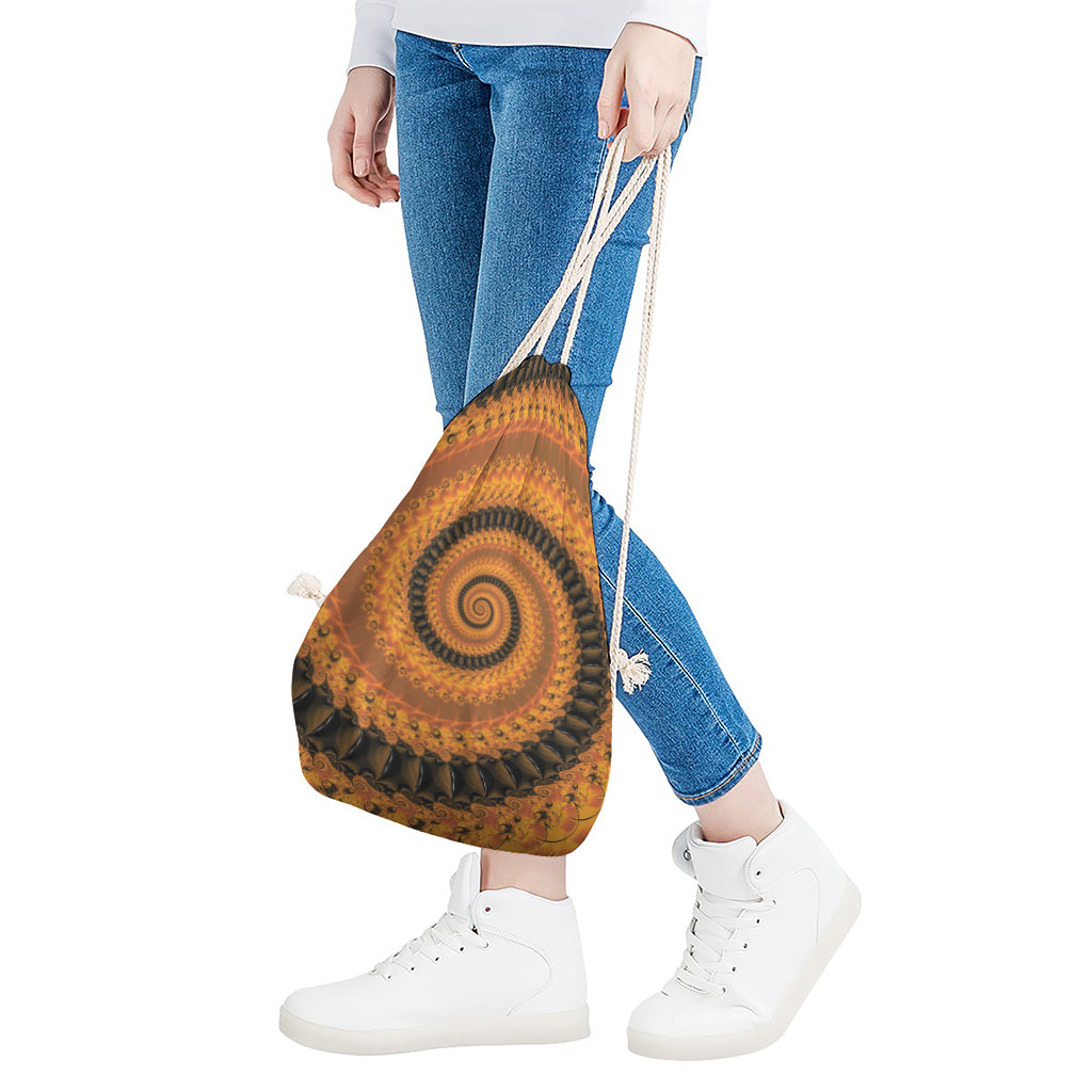 Spiral Fractal Print Drawstring Bag
