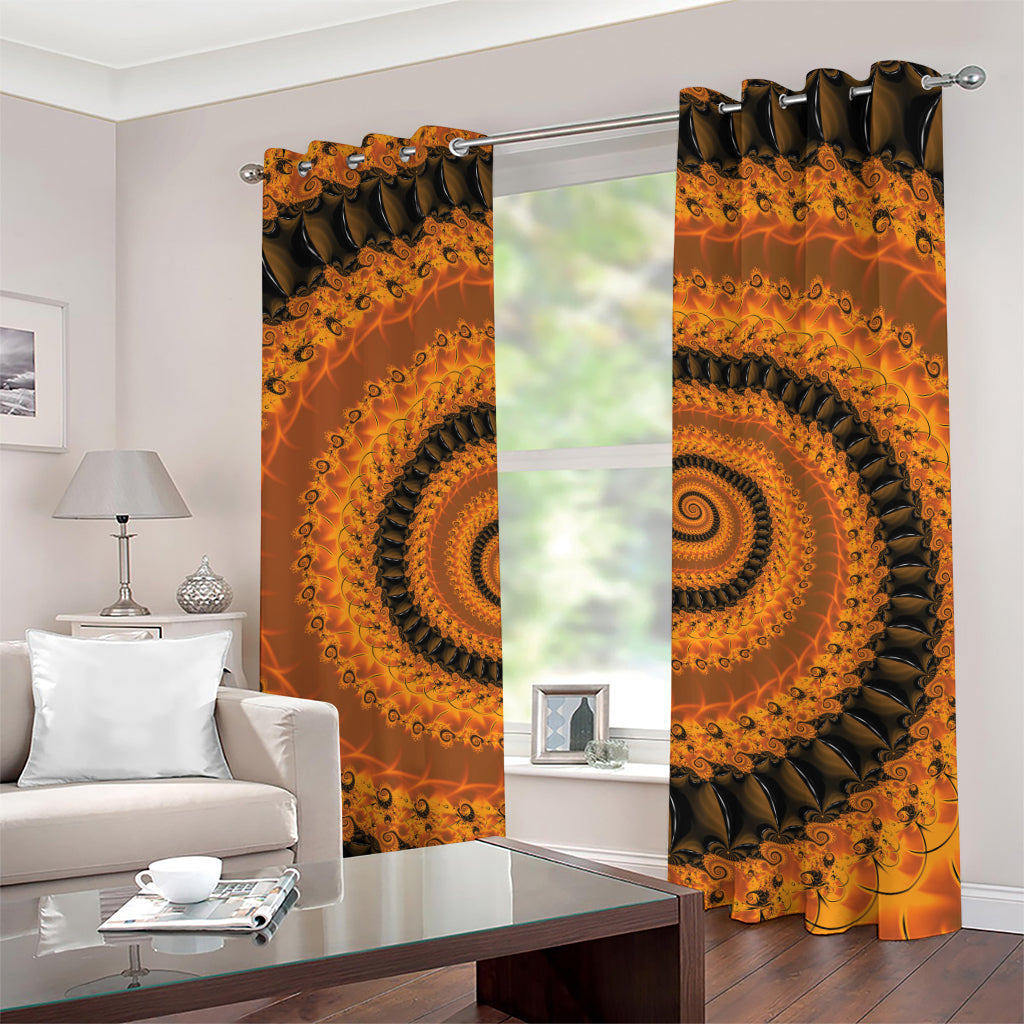 Spiral Fractal Print Grommet Curtains