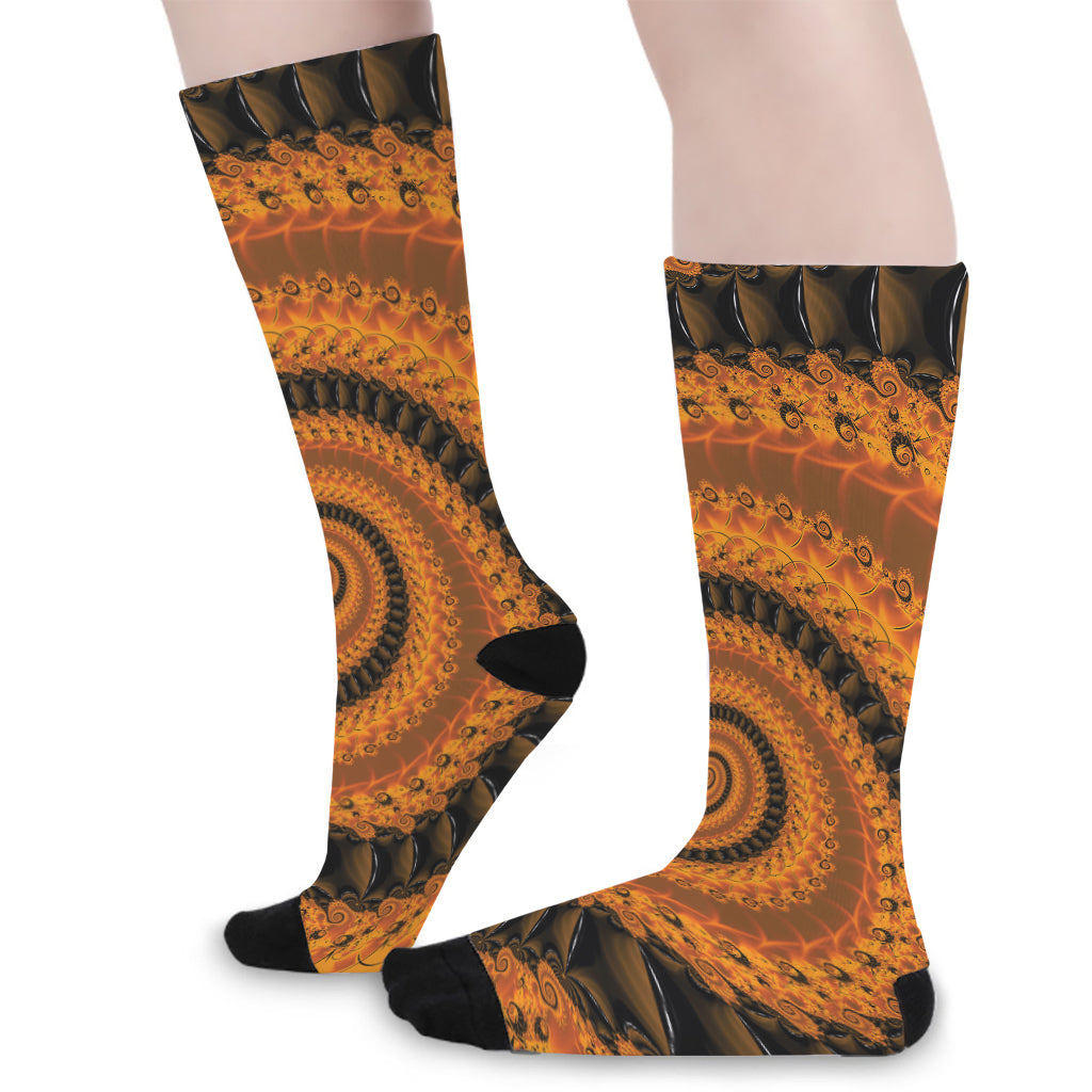 Spiral Fractal Print Long Socks