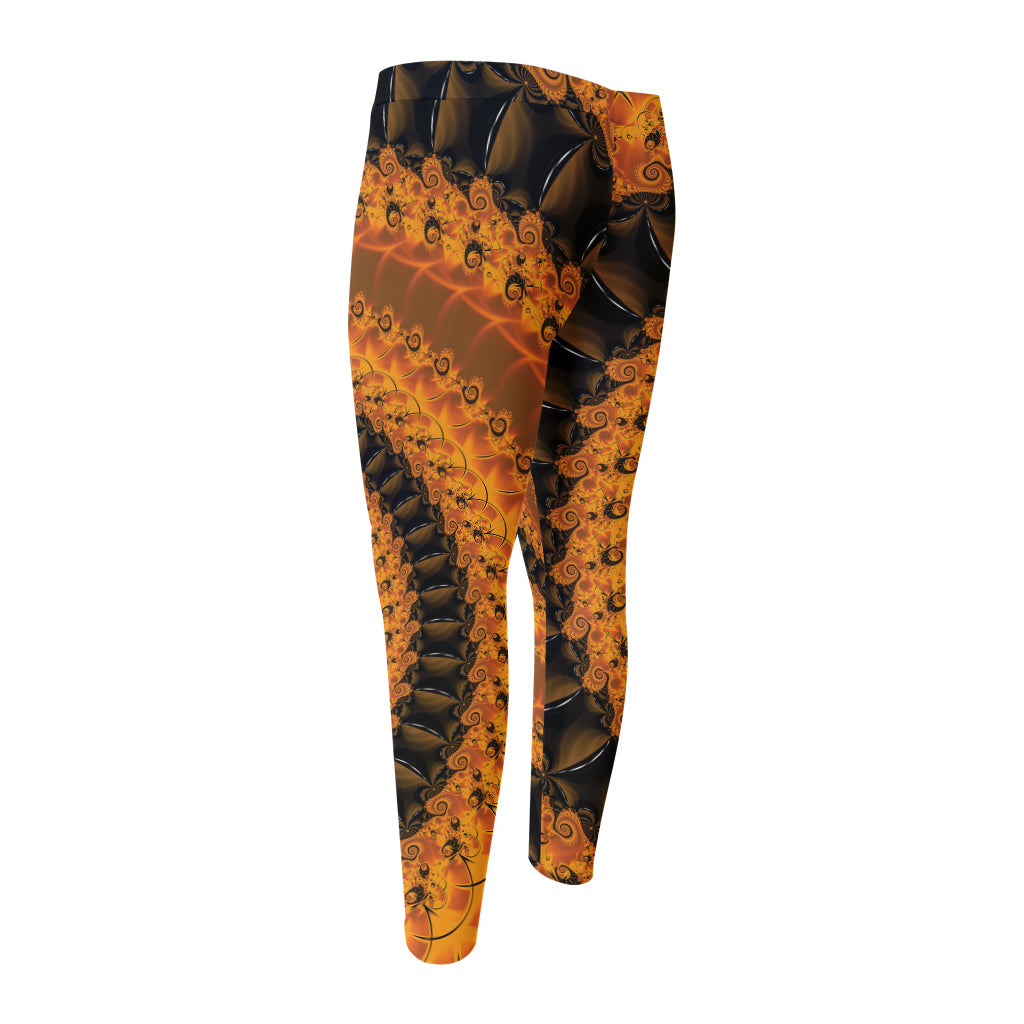 Spiral Fractal Print Men's Compression Pants