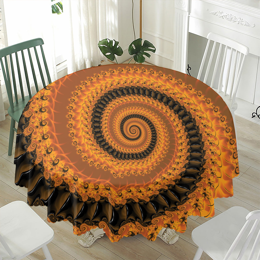 Spiral Fractal Print Waterproof Round Tablecloth