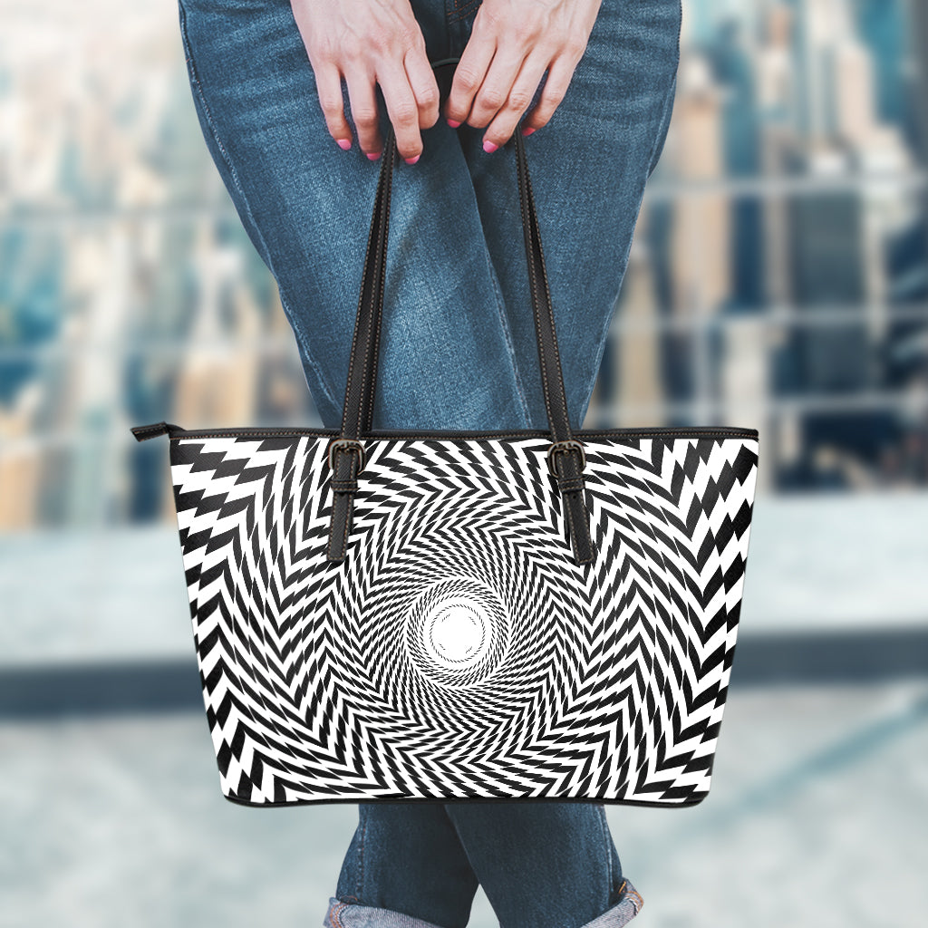 Spiral Illusory Motion Print Leather Tote Bag