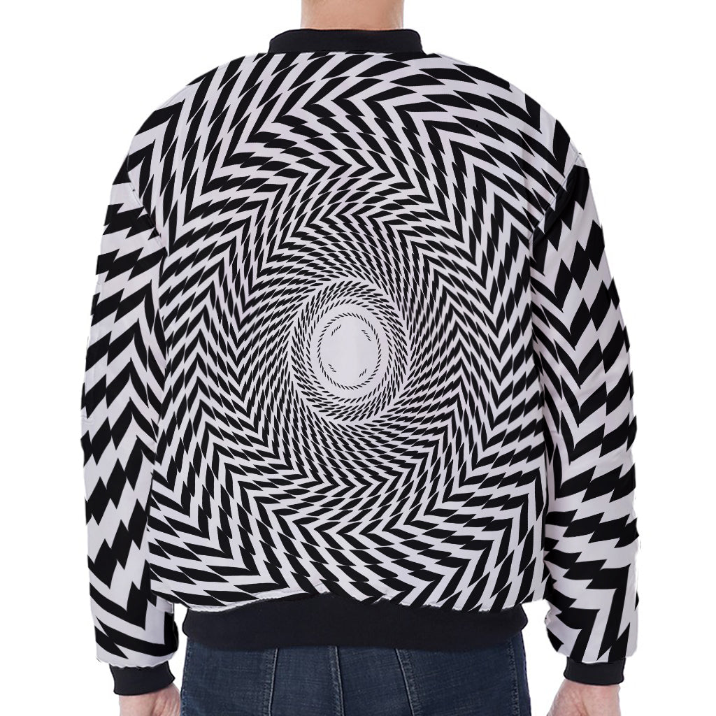 Spiral Illusory Motion Print Zip Sleeve Bomber Jacket