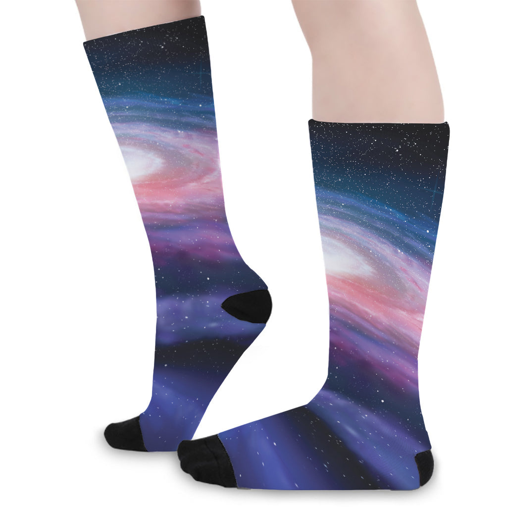 Spiral Milky Way Print Long Socks