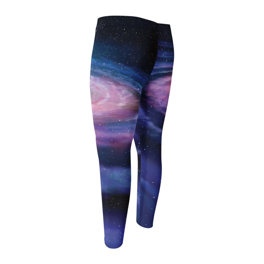 Spiral Milky Way Print Men's Compression Pants