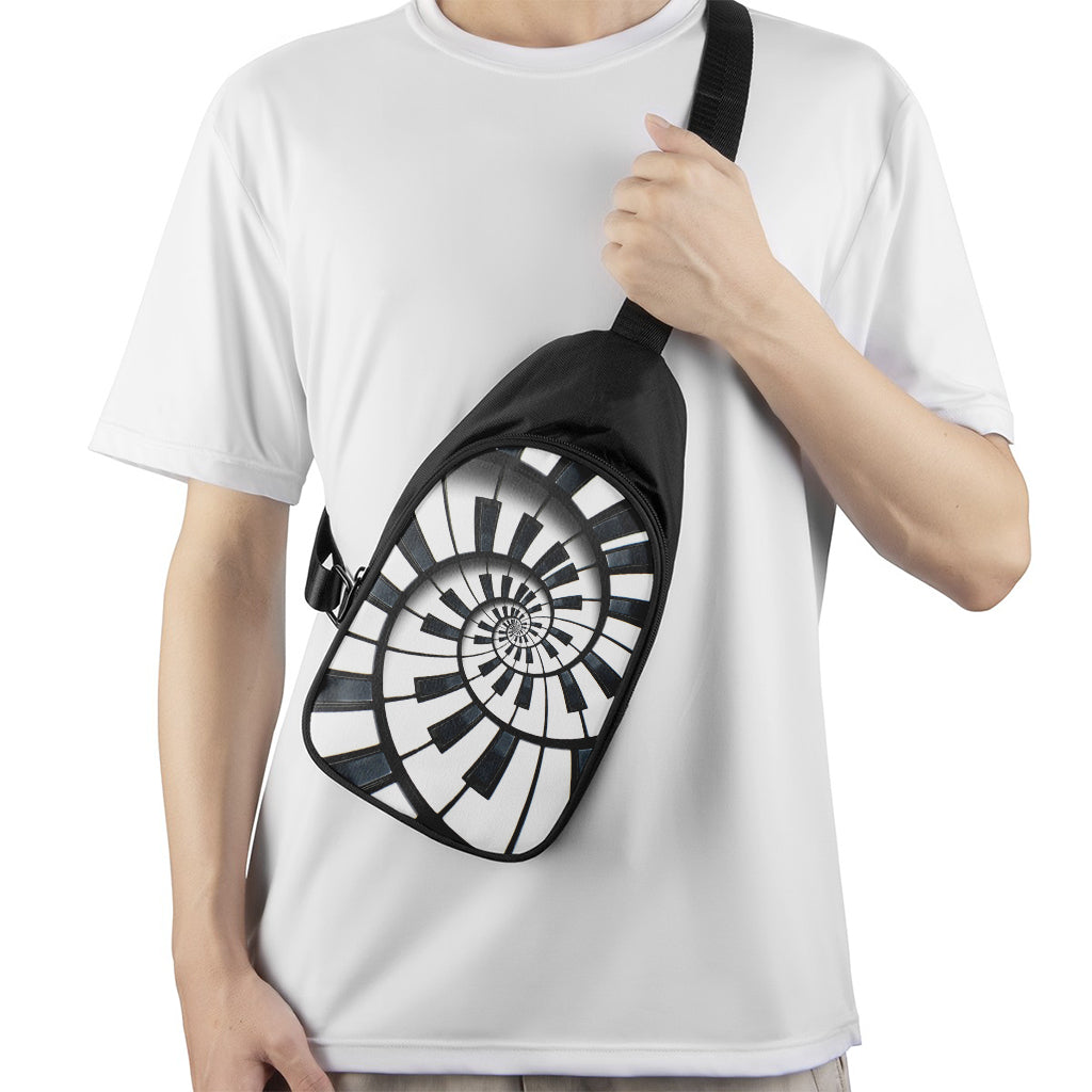 Spiral Piano Keyboard Print Chest Bag