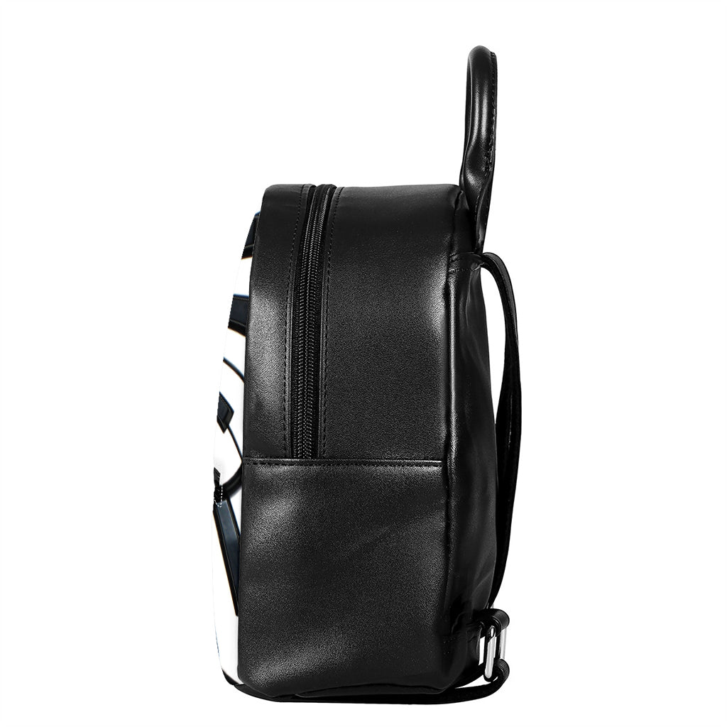 Spiral Piano Keyboard Print Leather Backpack