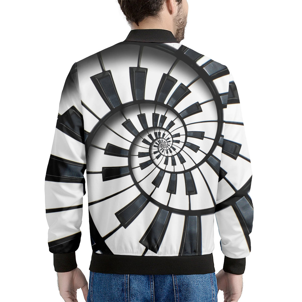 Spiral Piano Keyboard Print Men's Bomber Jacket