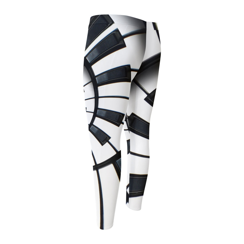 Spiral Piano Keyboard Print Men's Compression Pants