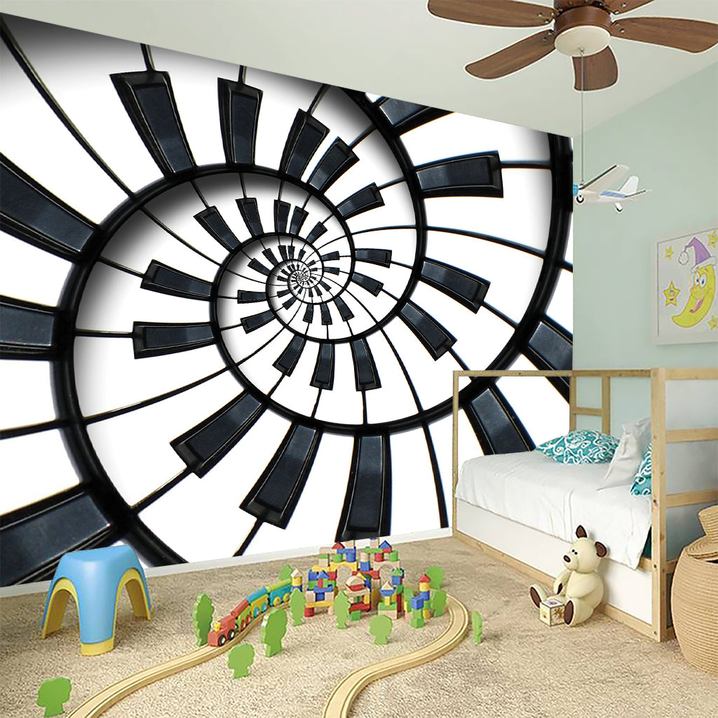 Spiral Piano Keyboard Print Wall Sticker