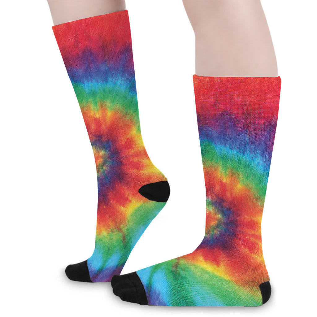 Spiral Tie Dye Print Long Socks