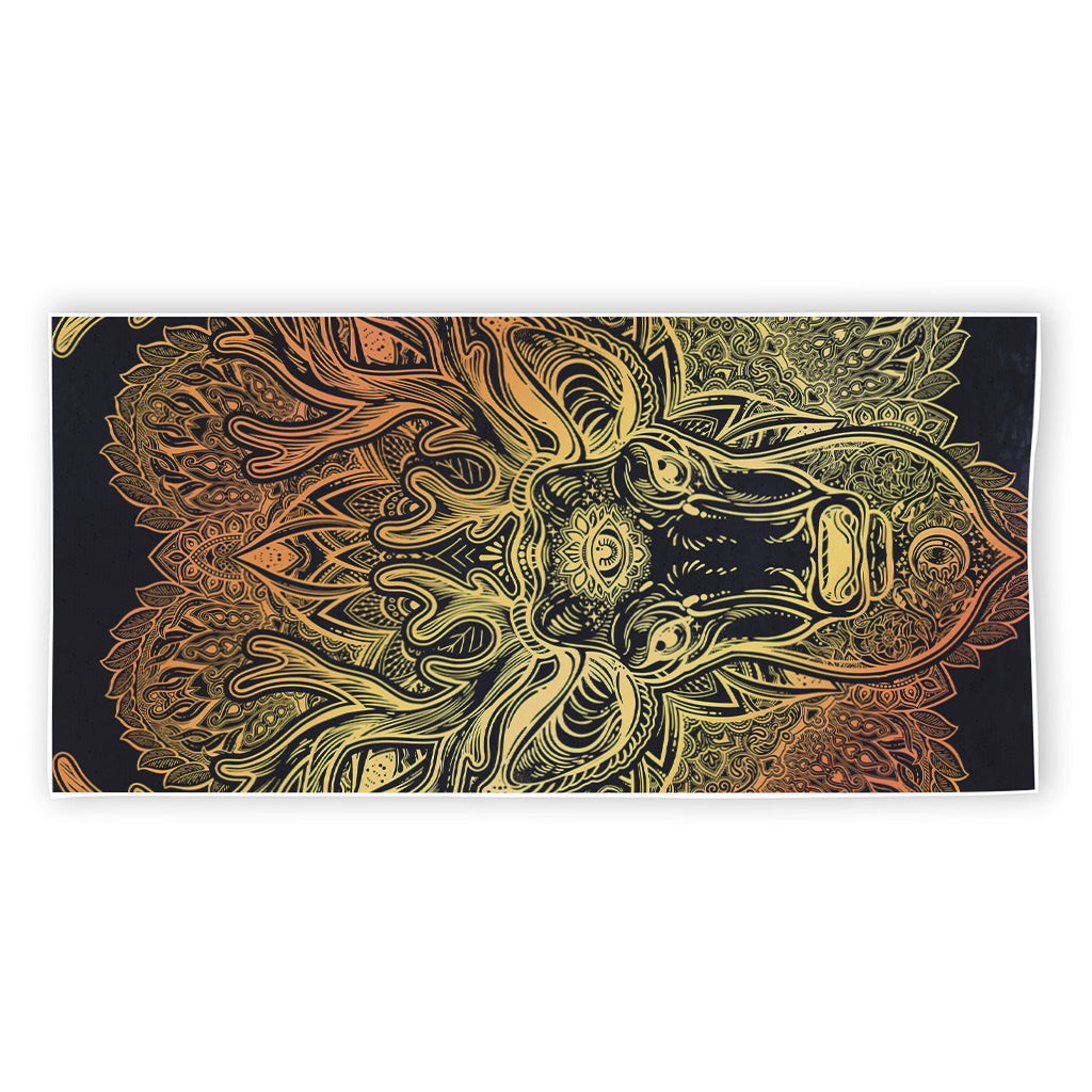 Spiritual Deer Mandala Print Beach Towel