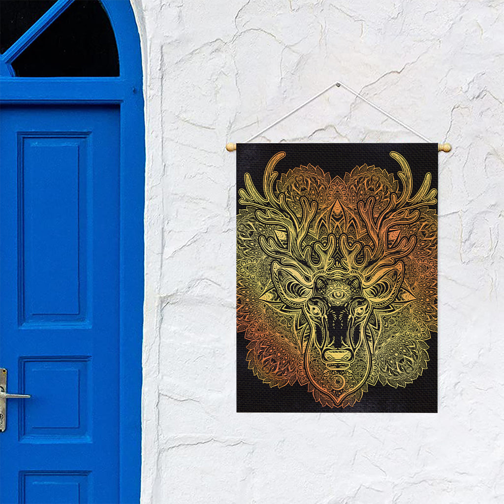 Spiritual Deer Mandala Print Garden Flag