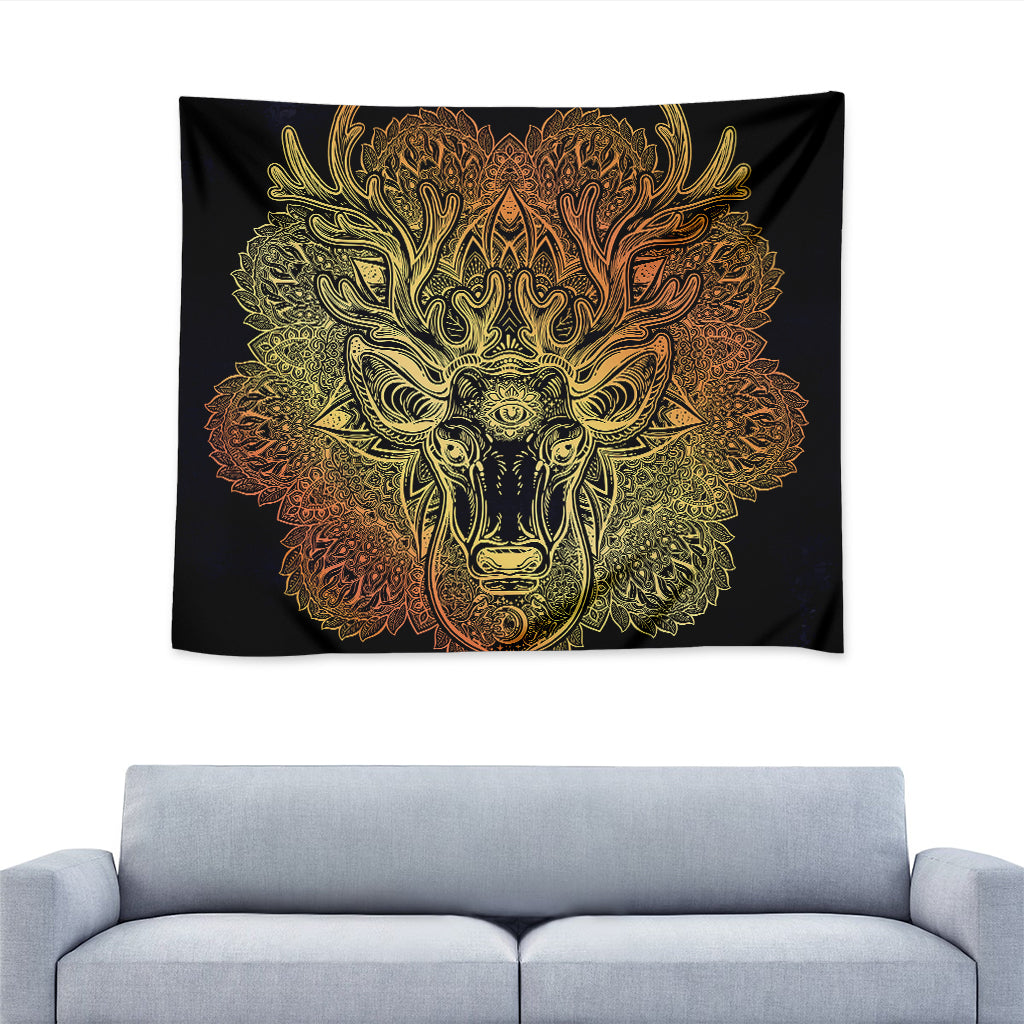 Spiritual Deer Mandala Print Tapestry