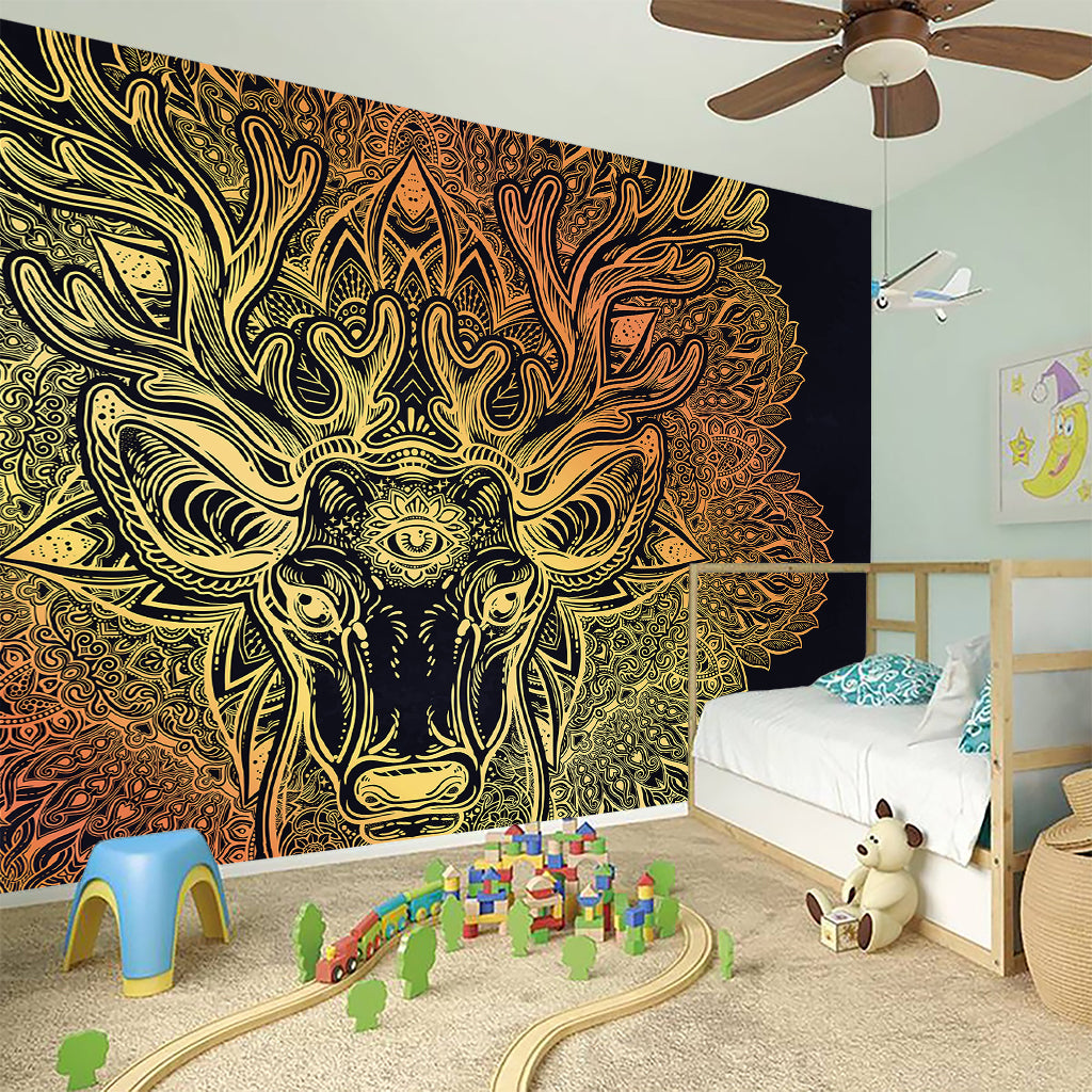 Spiritual Deer Mandala Print Wall Sticker
