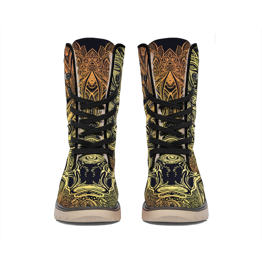 Spiritual Deer Mandala Print Winter Boots