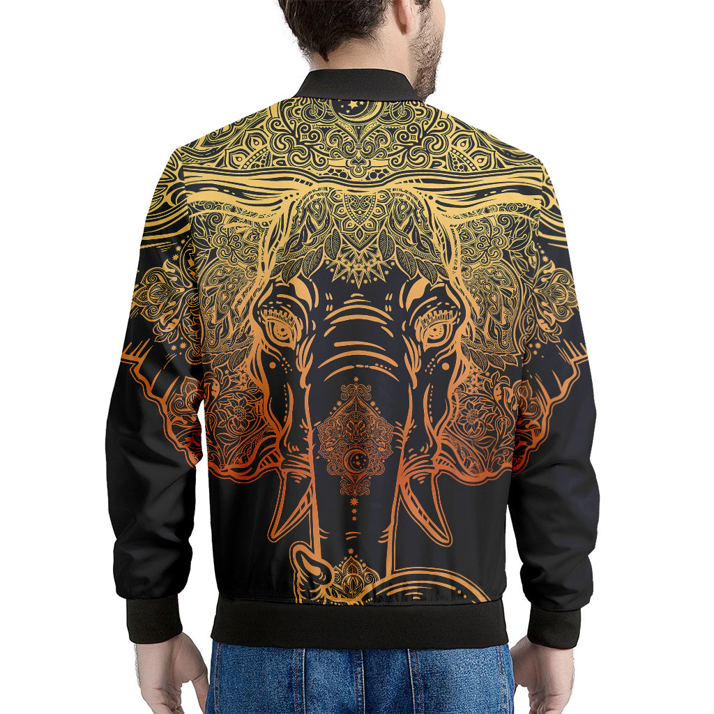 Spiritual Elephant Mandala Print Men's Bomber Jacket