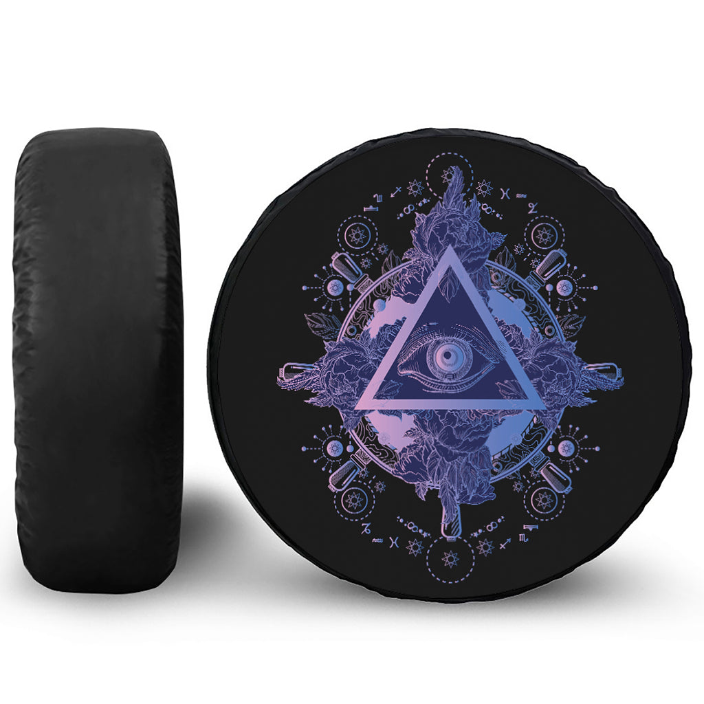 Spiritual Eye of Providence Print Leather Spare Tire Cover