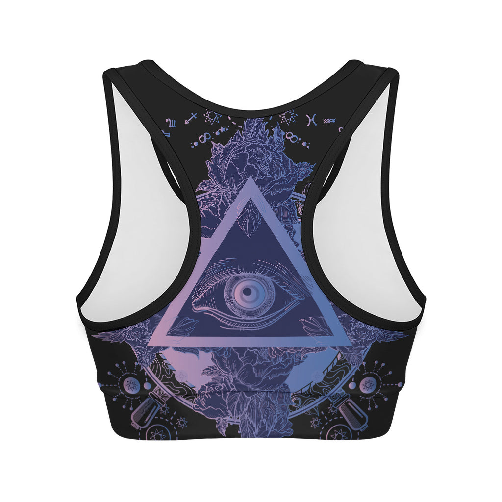 Spiritual Eye of Providence Print Women's Sports Bra