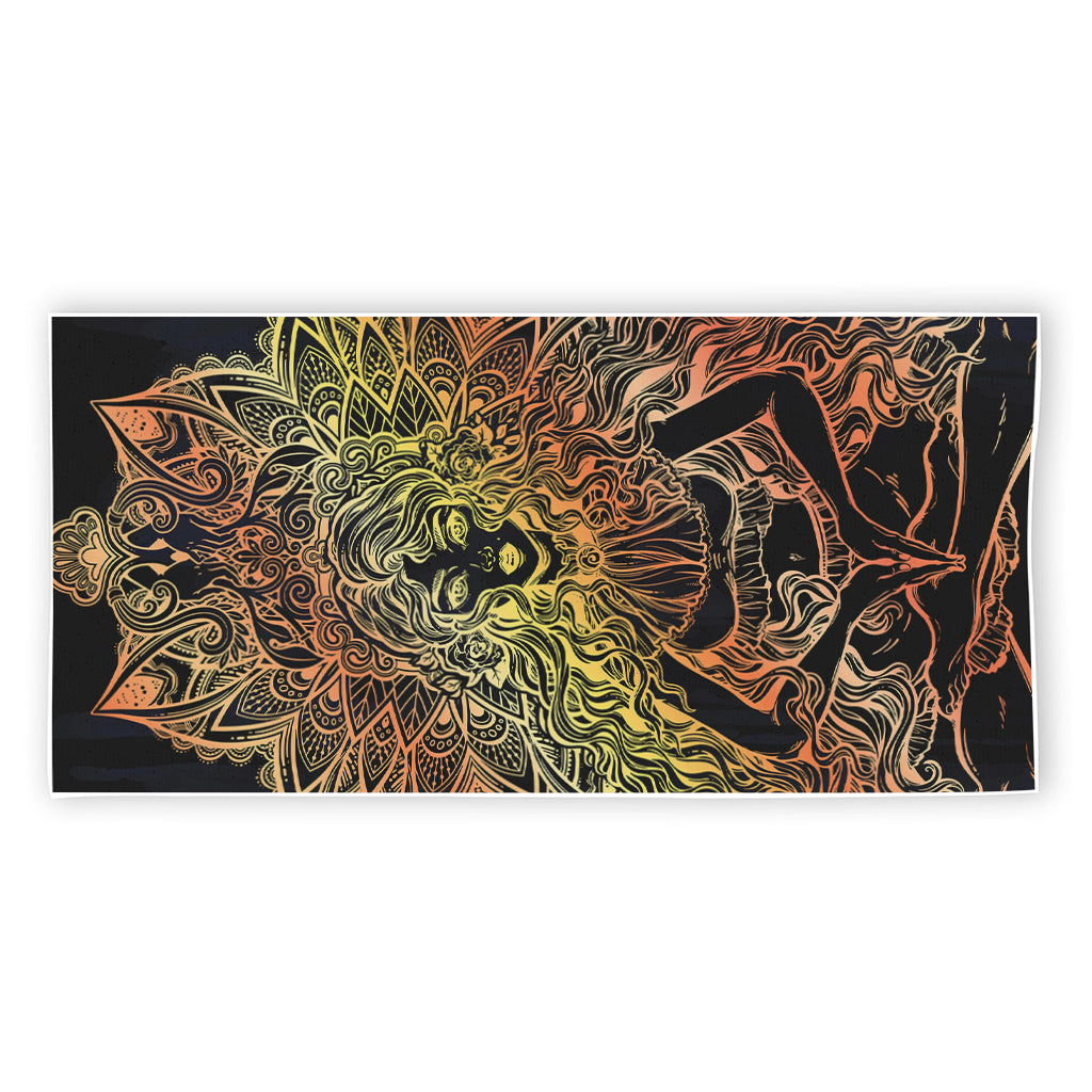 Spiritual Girl Mandala Print Beach Towel