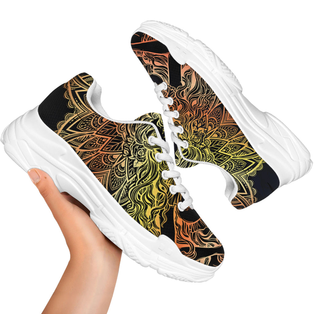 Spiritual Girl Mandala Print White Chunky Shoes