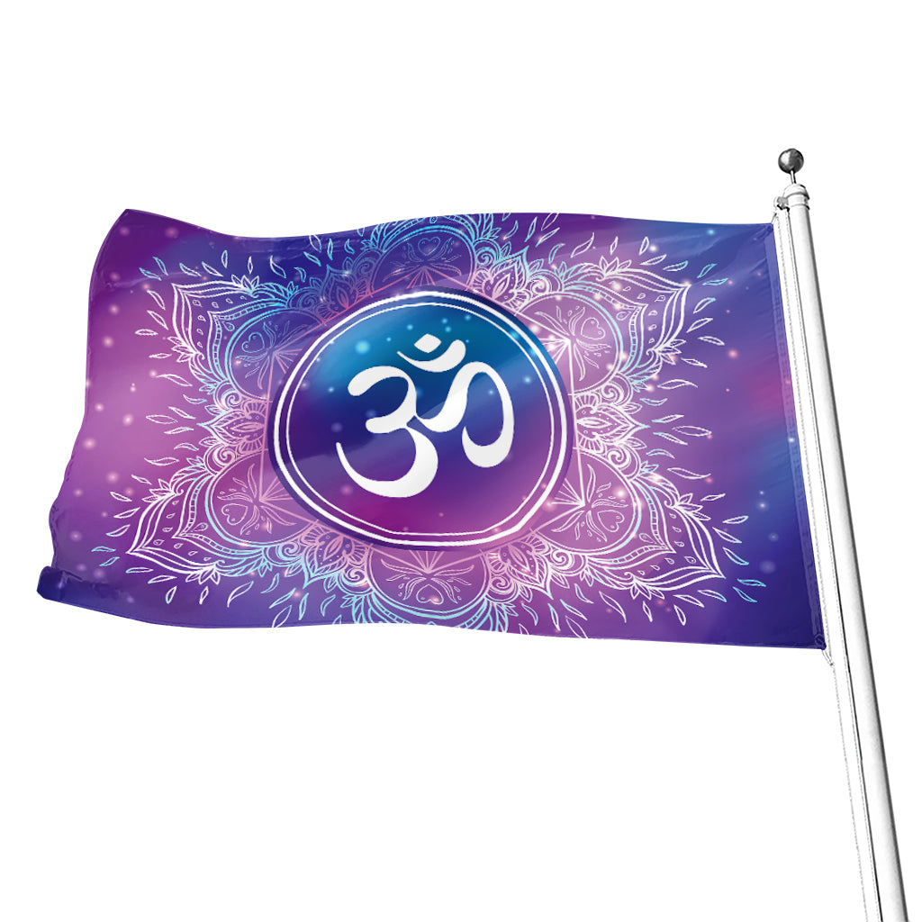 Spiritual Om Mandala Print Flag