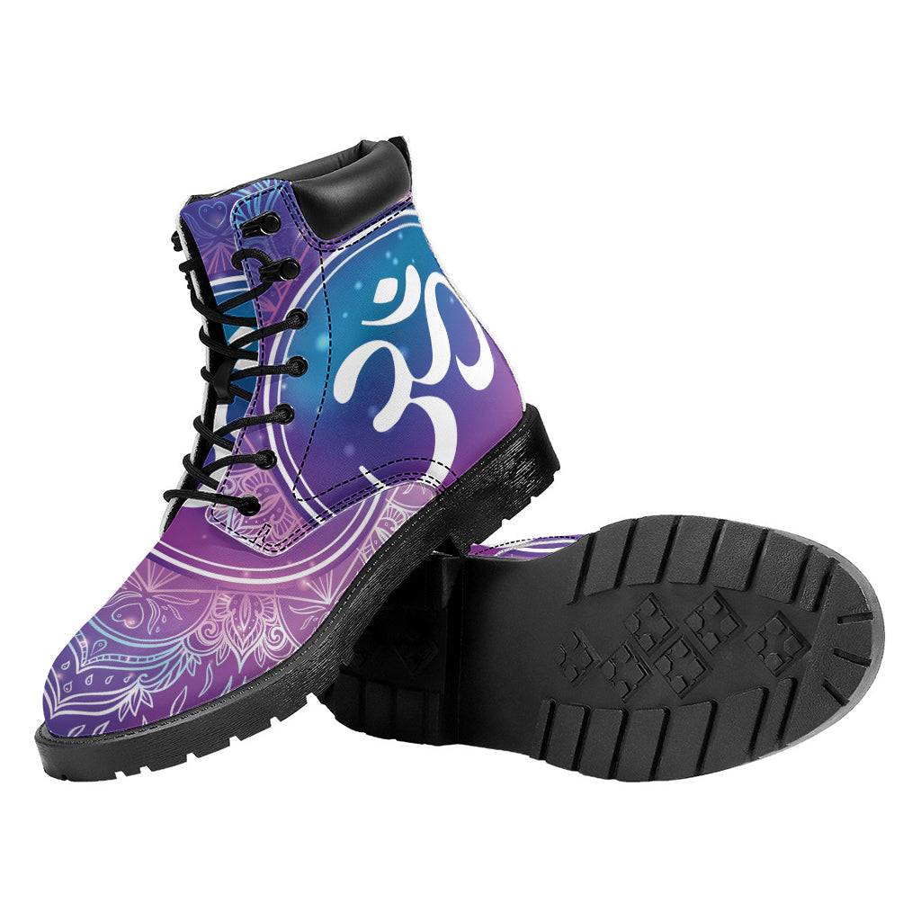 Spiritual Om Mandala Print Work Boots