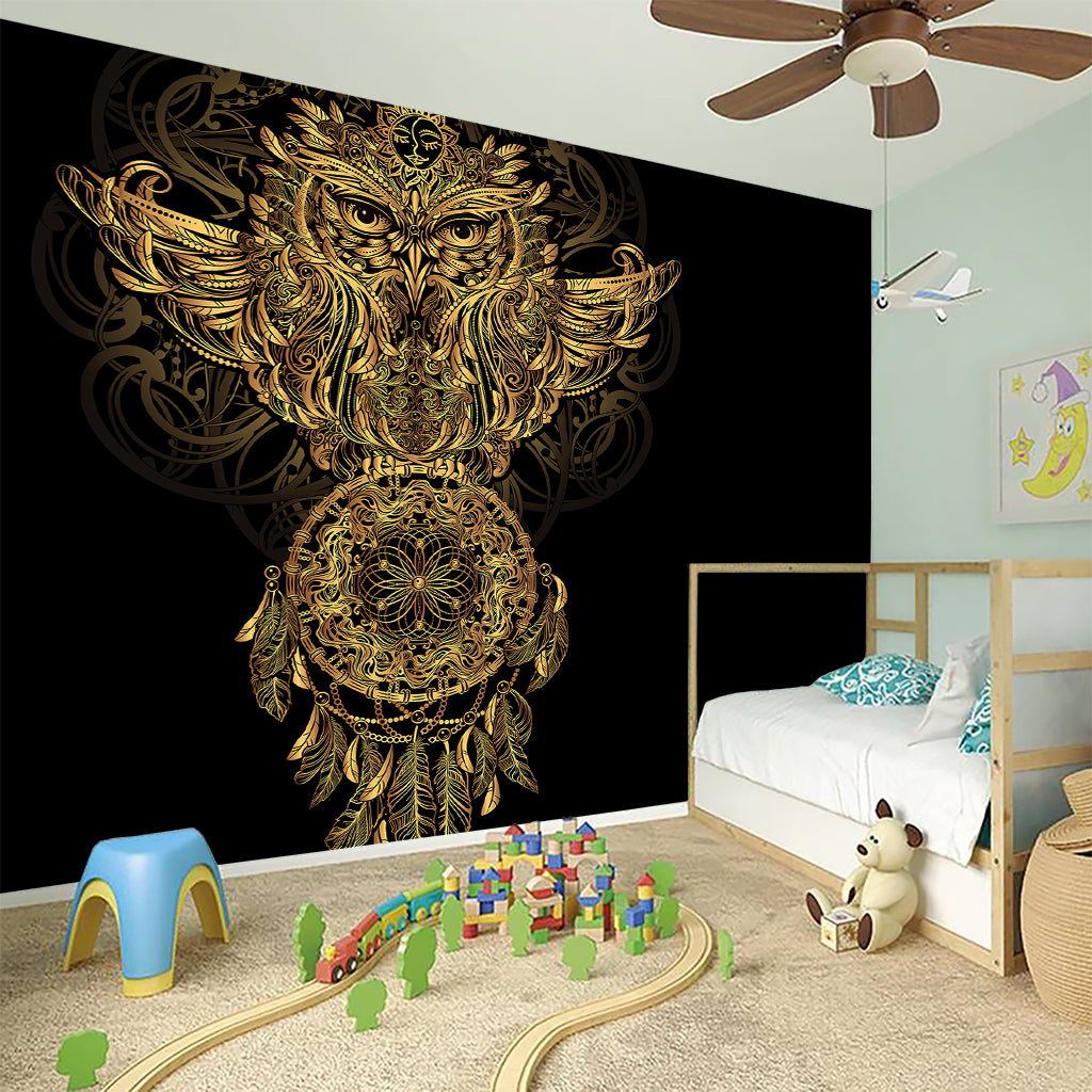 Spiritual Owl With Dreamcatcher Print Wall Sticker