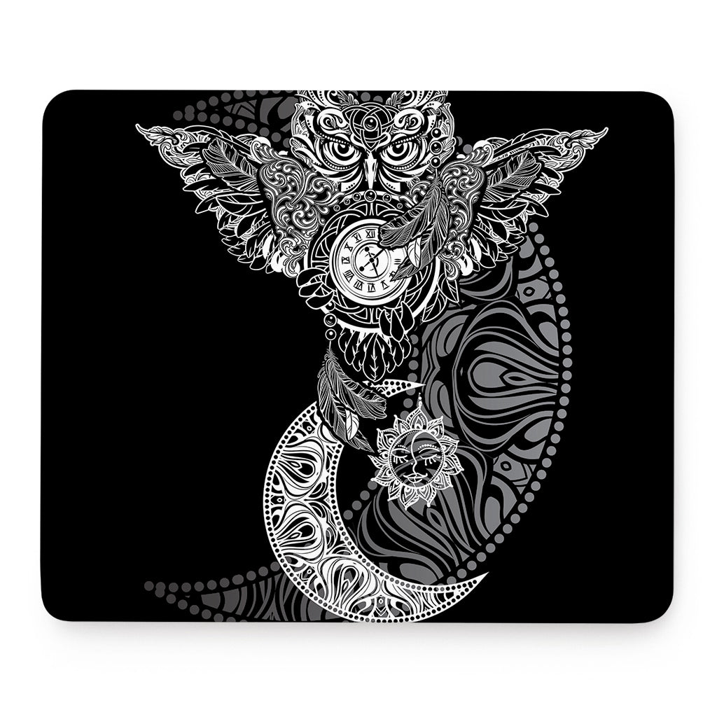 Spiritual Owl With Sun And Moon Print Mouse Pad