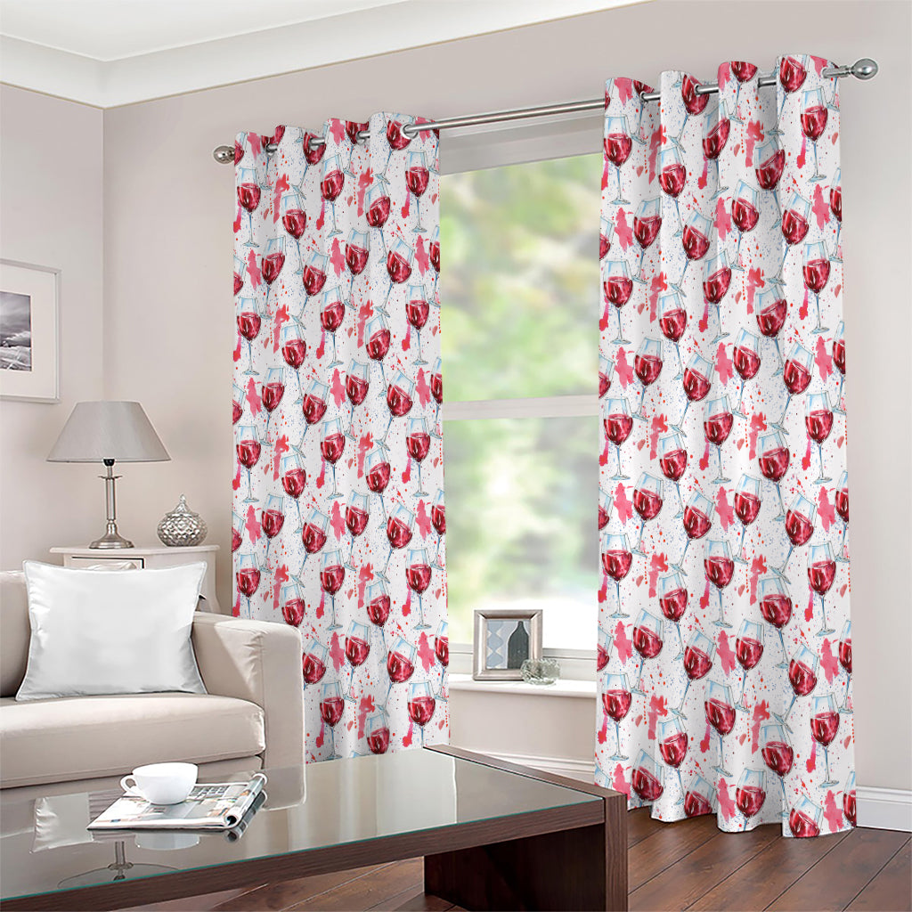 Splash Wine Pattern Print Extra Wide Grommet Curtains