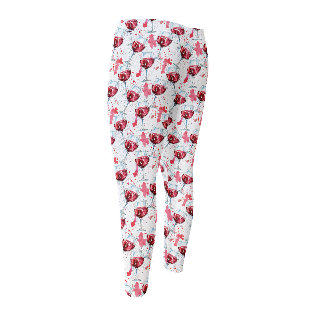 Splash Wine Pattern Print Men's Compression Pants