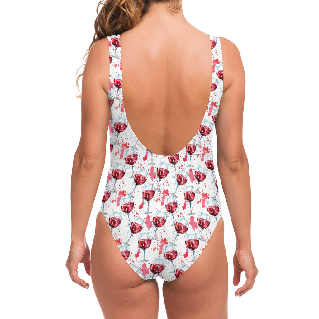 Splash Wine Pattern Print One Piece Swimsuit