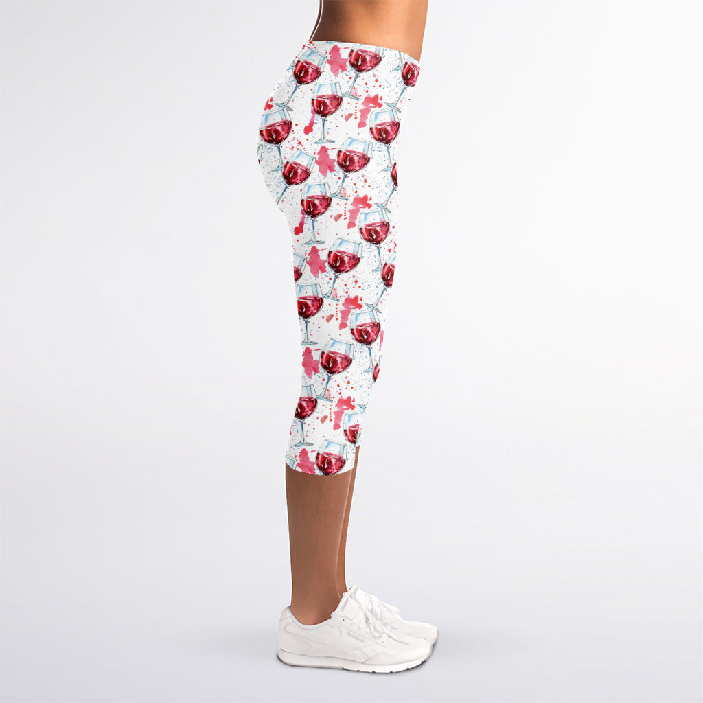 Splash Wine Pattern Print Women's Capri Leggings